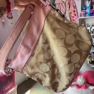 Coach Zoe Bag Pink & Tan
